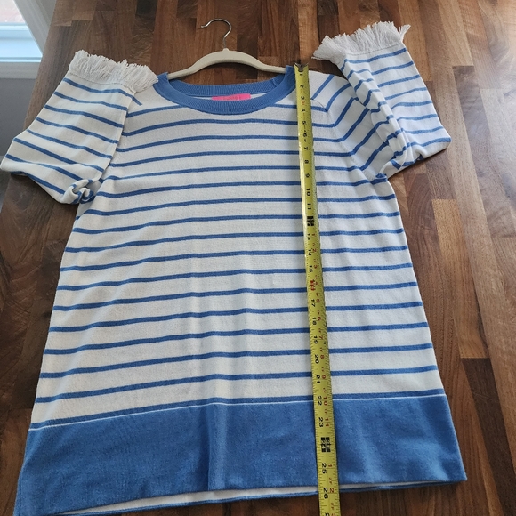 Lilly Pulitzer Dasha Striped Fringed Sweater Blue White Size Large - Picture 6 of 8